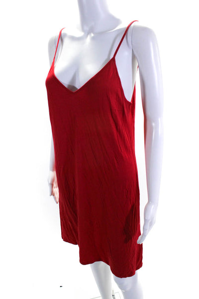 Maje Womens Bright Red V-neck Sleeveless A-Line Slip Mini Dress Size 42