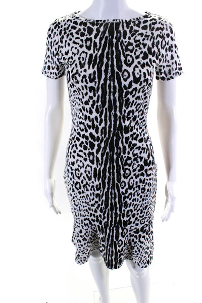 Michael Michael Kors Women's Animal Print Short Sleeve Mini Dress White Size XXS