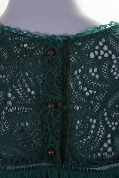 Moulinette Soeurs Anthropologie Women's 3/4 Sleeve Lace Top Green Size 4