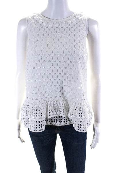 Maeve Anthropologie Women's Sleeveless Embroidered Studded Top White Size XS