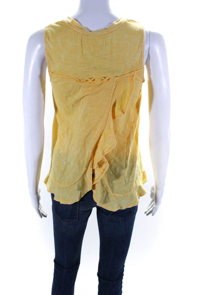 Maeve Anthropologie Women's Sleeveless V Neck Ruffle Top Yellow Size XS