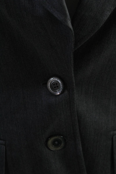 Escada Womens Notched Collar Sateen Two Button Blazer Jacket Gray Size EU 34