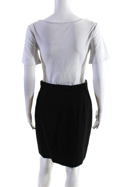 Escada Womens Knee Length Woven Pencil Skirt Black Wool Size EU 38
