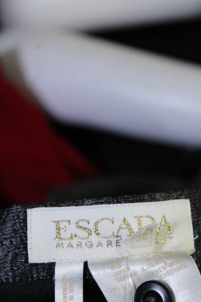 Escada Womens Metallic Jacquard Pleated Slim Leg Pants Silver Size EU 36