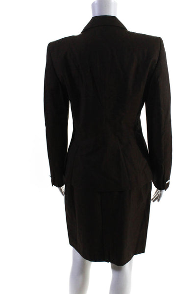 Escada Womens Notched Collar Knee Length Pencil Skirt Suit Brown Size EU 36