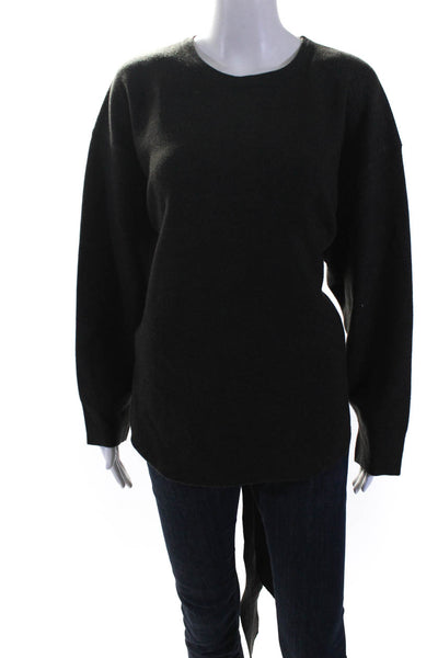 Modern Citizen Womens Pullover 3/4 Sleeve Tie Front Crew Neck Sweater Gray 2X