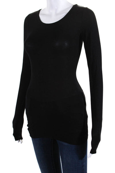 Calypso Saint Barth Womens Long Sleeve Scoop Neck Tee Shirt Black Small