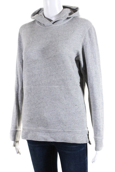 John Elliott + Co Womens Pullover Zipper Trim Hoodie Sweater Gray Size Small