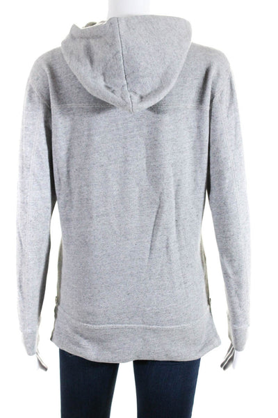 John Elliott + Co Womens Pullover Zipper Trim Hoodie Sweater Gray Size Small