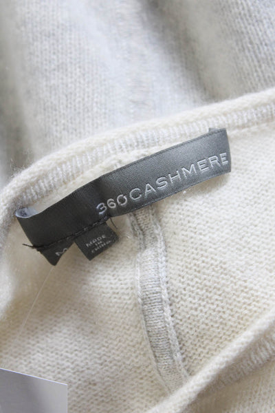 360 Cashmere Womens Crew Neck Boxy Cashmere Sweater White Gray Size Medium