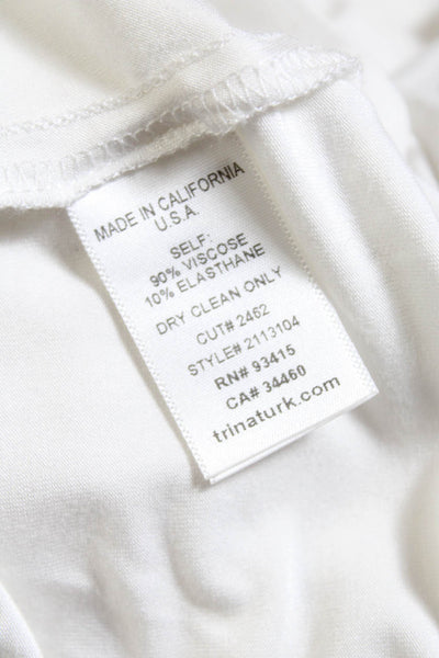 Trina Turk Womens 3/4 Slit Sleeve Scoop Neck Shirt White Size Small