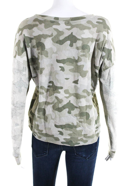 Rails Womens Scoop Neck C82 Patch Camouflage Sweater Green Size Extra Small