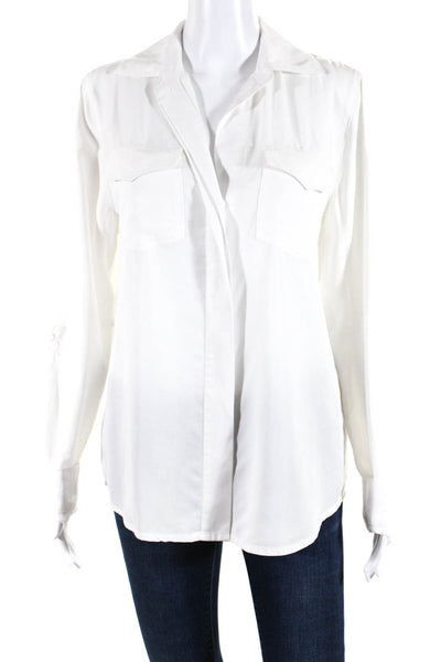 Sam Edelman Womens Button Front Collared Pocket Shirt White Size Small