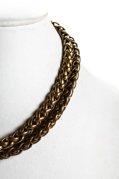 Chanel Womens Bronze Tone Hook Back Intertwined Chain Link Necklace