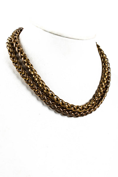 Chanel Womens Bronze Tone Hook Back Intertwined Chain Link Necklace