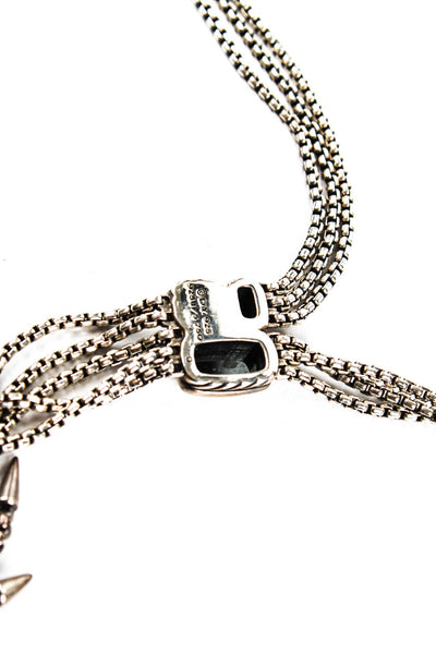 David Yurman Womens Black Diamond Sterling Silver Necklace 16" 29 grams