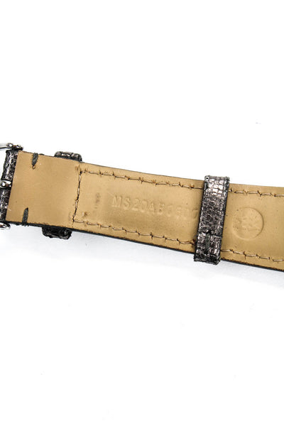 Michele Metallic Patent Leather Alligator Watch Strap Black Silver Red Lot 3