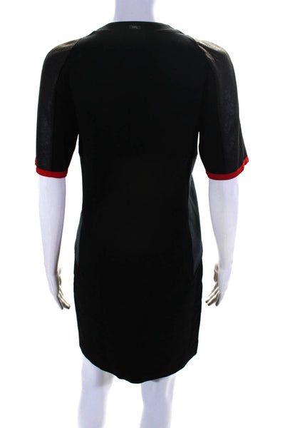 VPL Women's Short Sleeve V Neck Shift Dress Gray Black Size S
