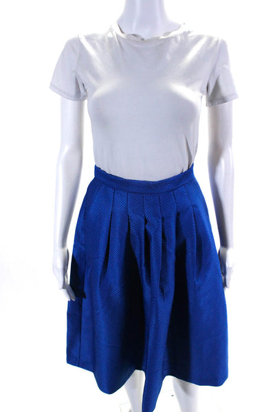 Lucy Paris Women's Pleated A Line Knee Length Skirt Blue Size M