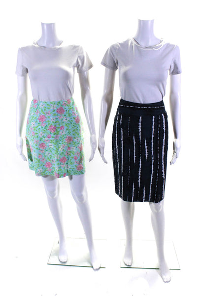 Raffinalla Lilly Pulitzer Womens Printed Pencil Skirts Blue Green Size 2 6 Lot 2