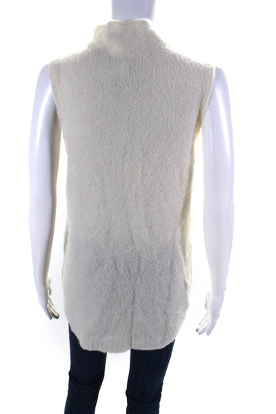 Milly Womens Cream Cashmere Knit High Neck Sleeveless Hi-Low Sweater Top Size S
