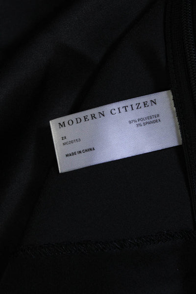 Modern Citizen Womens 3/4 Sleeve Scoop Neck Satin Shirt Top Black Size 2X