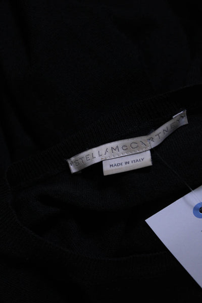 Stella McCartney Womens Black Wool Crew Neck Pullover Sweater Top Size 38