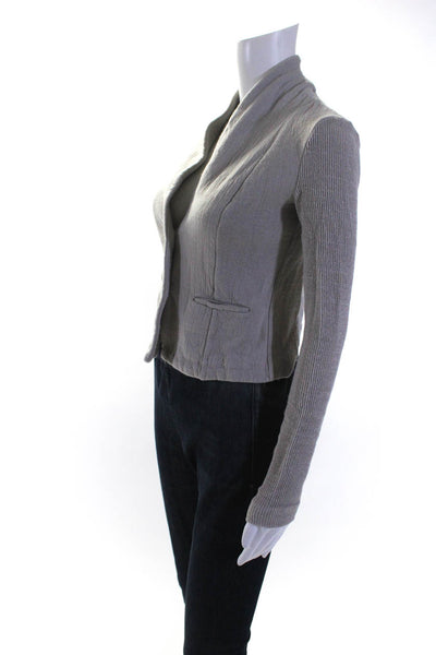 Alexander Wang Womens Taupe Cotton Textured Crop Long Sleeve Jacket Size S