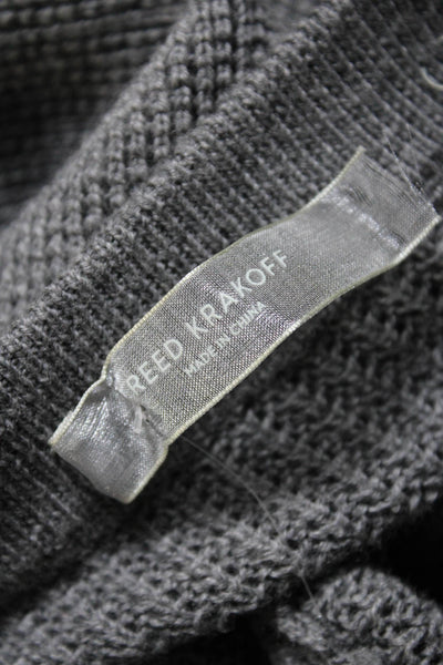 Reed Krakoff Womens Lace Up Trim Knit V Neck Sweater Gray Wool Size Small