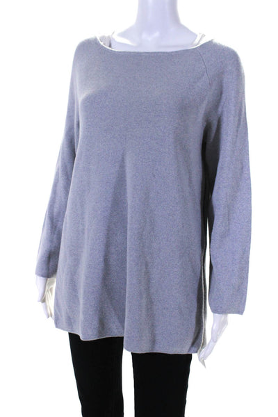 Tory Burch Womens Long Sleeves Crew Neck Sweater Heather Gray Wool Size Large