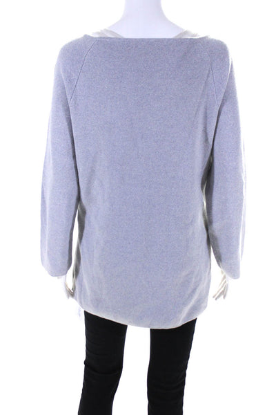 Tory Burch Womens Long Sleeves Crew Neck Sweater Heather Gray Wool Size Large