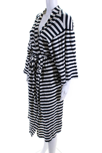 The Great Womens Cotton Striped Wrapped Tied Belted Dress White Size 0/1