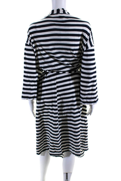 The Great Womens Cotton Striped Wrapped Tied Belted Dress White Size 0/1