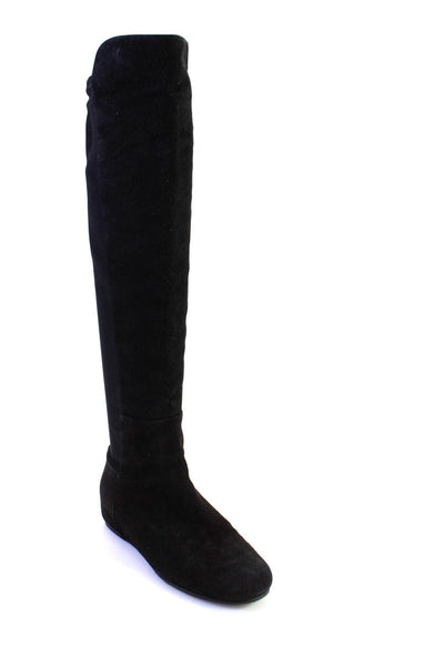 Stuart Weitzman Womens Suede Pull On Knee High Boots Black Size 5.5 Medium