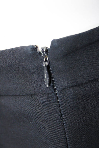 Theory Womens Wwool Blend Button Detail Low-Rise Bootcut Pants Navy Size 8