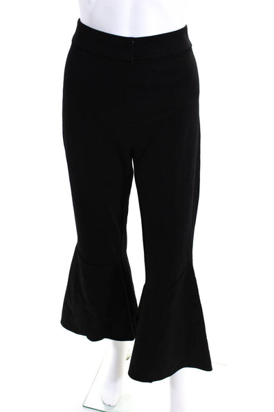 Petersyn Womens Stretch Hook + Bar Closure High-Rise Flare Pants Black Size M