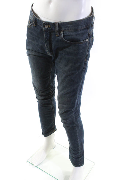 BLK DNM Mens Slim Leg Jeans Hunts Blue Cotton Size 33X32