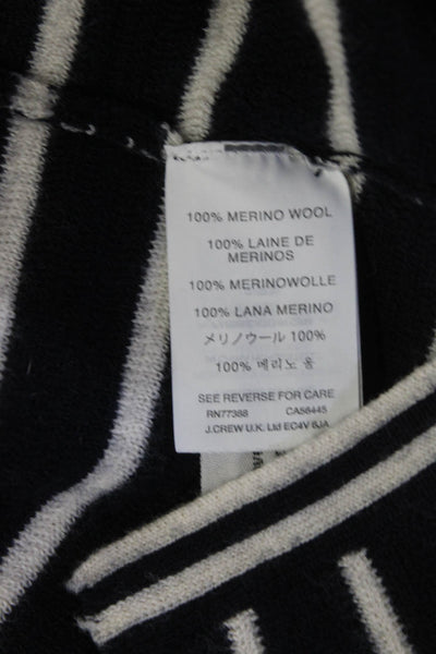 J Crew Womens Merino Wool Striped Print Studded Bodice Knit Top Navy Size XL