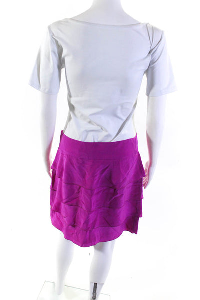 Rory Beca Womens Silk Georgette Lined Mini Tiered Party Skirt Hot Pink Size 10