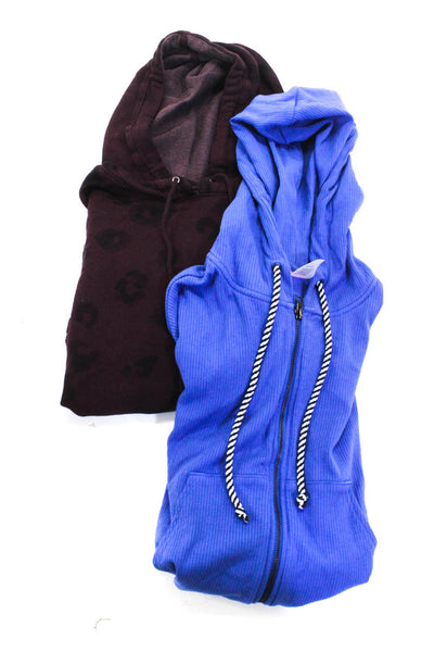 Terez Splendid Womens Cotton Zipped Ribbed Pullover Hoodies Blue Size S Lot 2