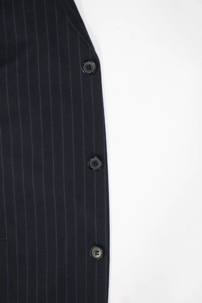 Boss Hugo Boss Mens Wool Striped Print Three Button Blazer Jacket Blue Size 42 L