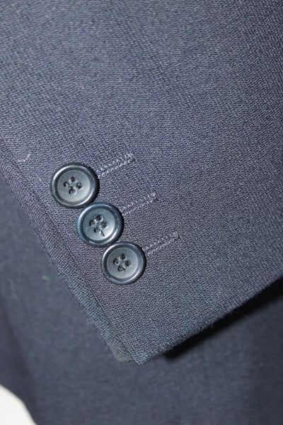 Mondo Di Marco Mens Wool Notched Lapel Three Button Blazer Jacket Blue Size 42 R