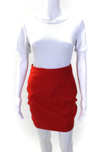 J Crew Women's Zip Closure A-Line Slit Hem Mini Skirt Red Size 0