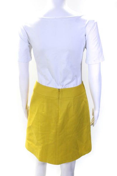 BCBGMAXAZRIA Women's Zip Closure Pockets Button A-Line Mini Skirt Yellow Size 4