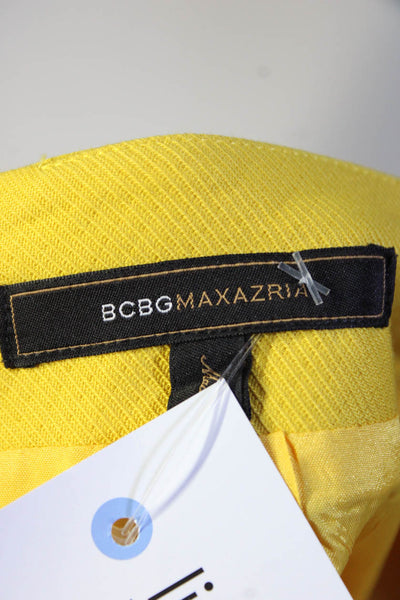 BCBGMAXAZRIA Women's Zip Closure Pockets Button A-Line Mini Skirt Yellow Size 4