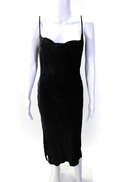 AG Women's Cowl Neck Spaghetti Strap Midi Dress Black Size XS