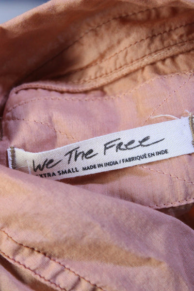 We the Free Women's Cotton Long Sleeve Button Down Blouse Orange Size XS