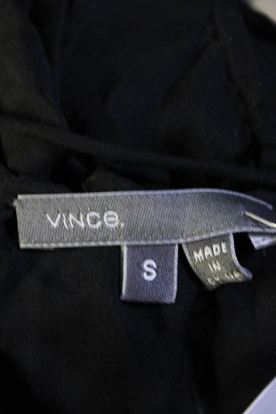 Vince Women's Silk Boat Neck Raw Edge Sleeveless  Blouse Black Size S