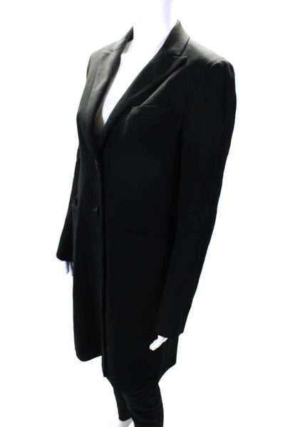 Theory Women's Lined Two Button Mid Length Overcoat Black Size M