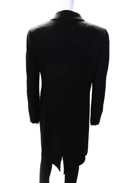 Theory Women's Lined Two Button Mid Length Overcoat Black Size M